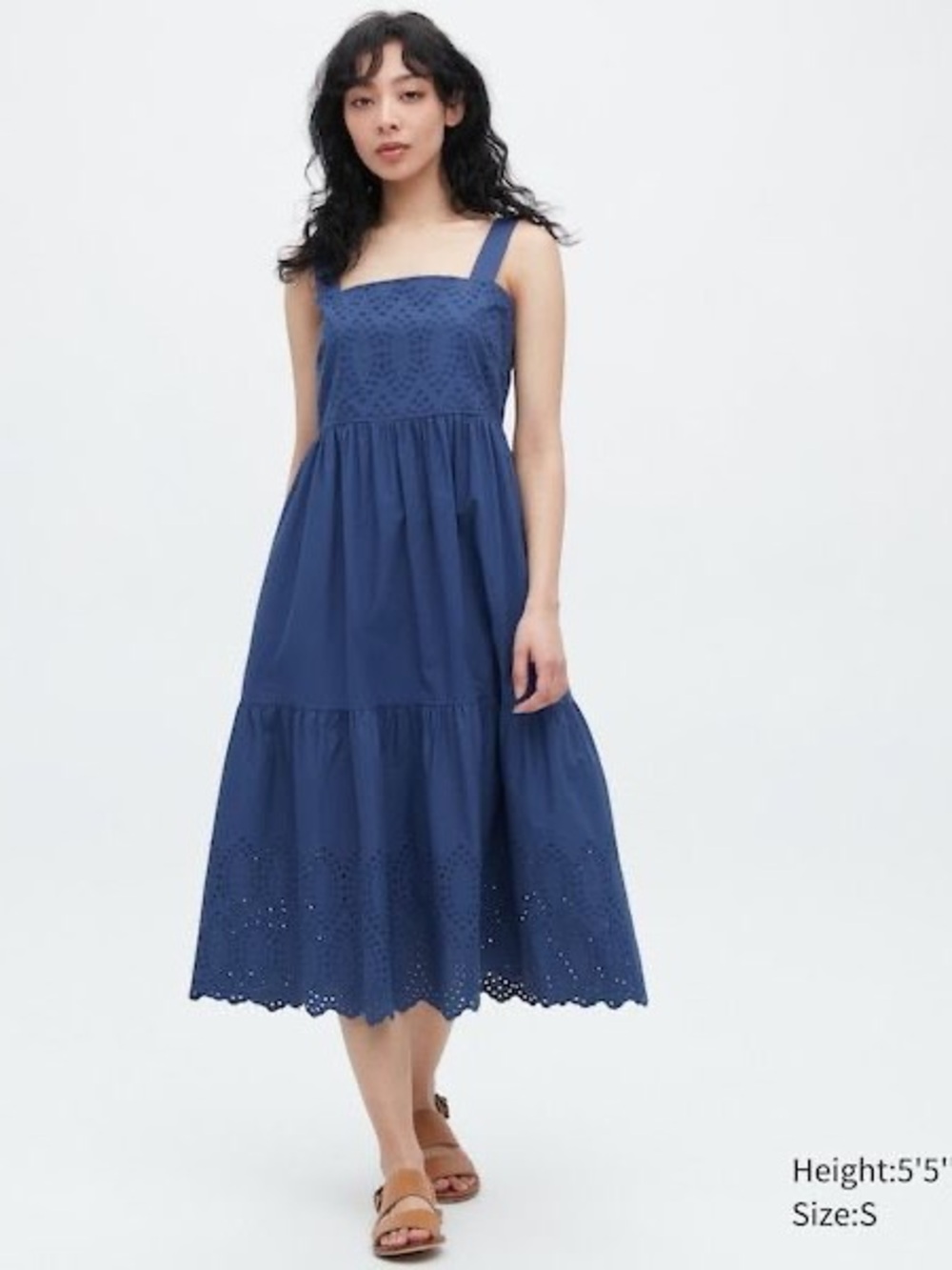 Uniqlo Cotton Embroidery Shirring Sleeveless Dress size XS
